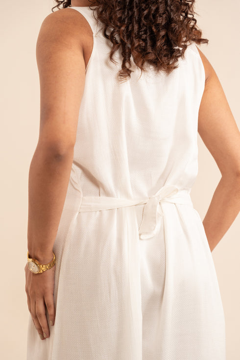 Off White Soya Fabric Long Dress