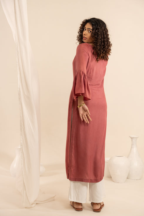 Madder Brick Milk Fabric Long Kurta