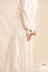 Off White Rose Fabric Long Kurta Oval Lace Bottom & Cuff Sleeves