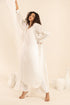 Off White Rose Fabric Long Kurta Oval Lace Bottom & Cuff Sleeves