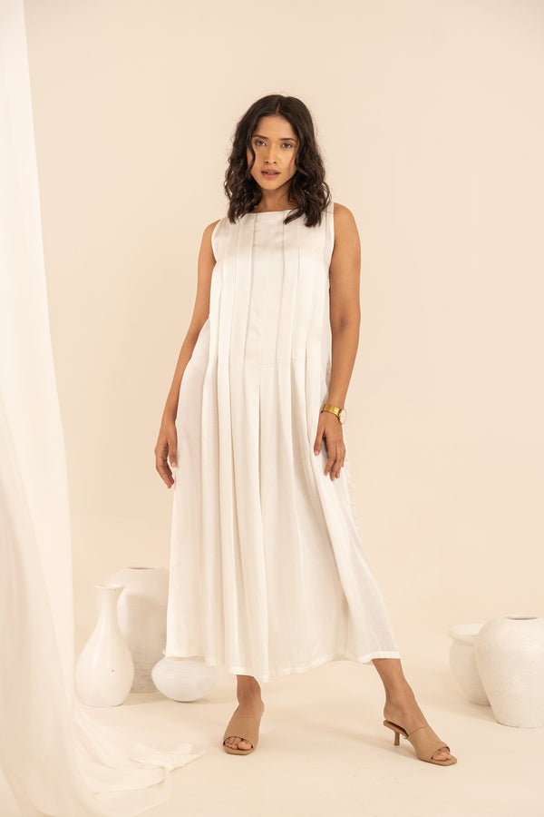 Off White Soya Fabric Long Dress