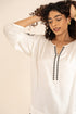 White Milk Fabric Embroidered Puff Sleeves Top