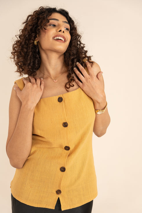 Handspun Cotton Square Neck Top