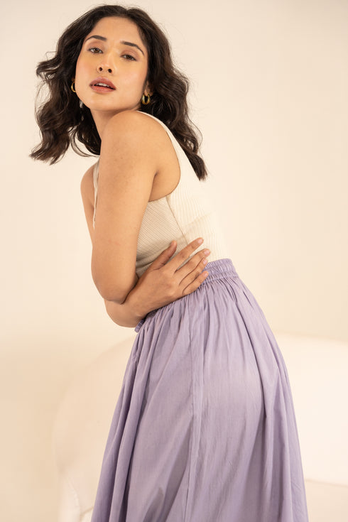 Lavender Lilac Organic Cotton Full Length Skirt