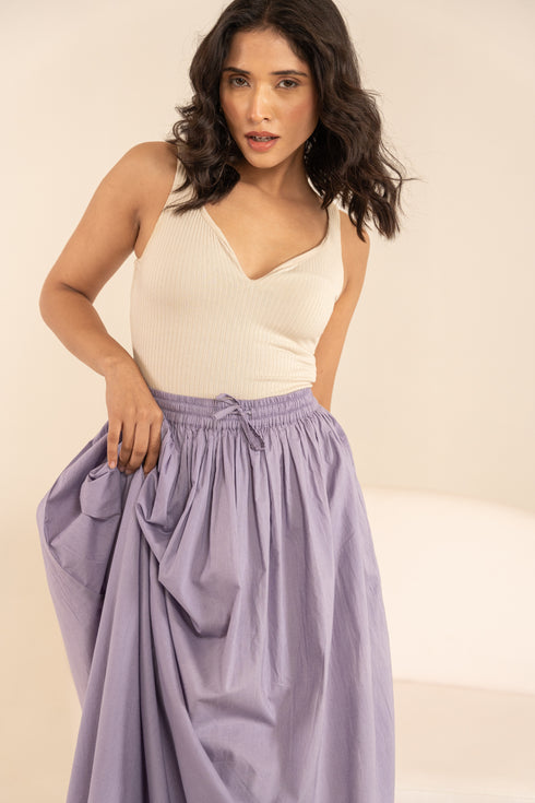 Lavender Lilac Organic Cotton Full Length Skirt