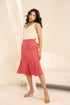Madder Brick Milk Fabric Flared Skirt
