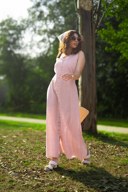 Yarn Dyed Hand Weaved Organic Cotton Fabric Long Dress