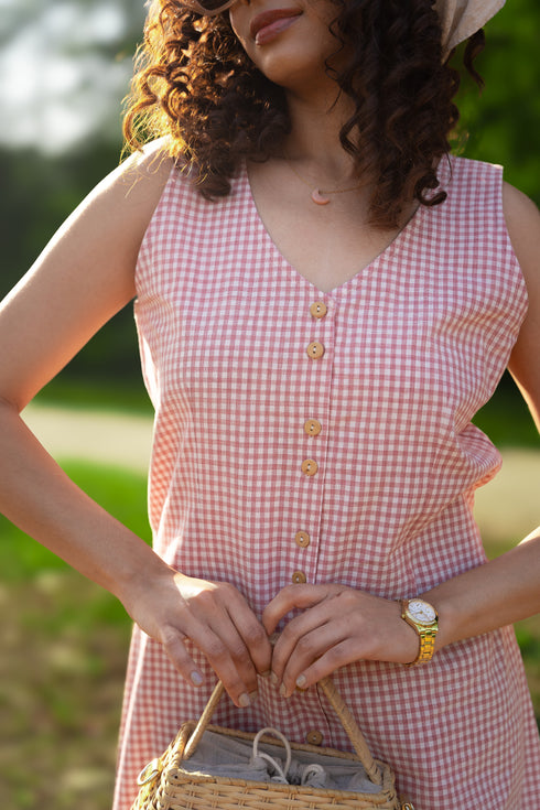 Yarn Dyed Hand Weaved Organic Cotton Fabric Long Dress