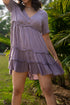 Mauve Hand Dyed Lotus Fabric Multilayered Gathered Dress
