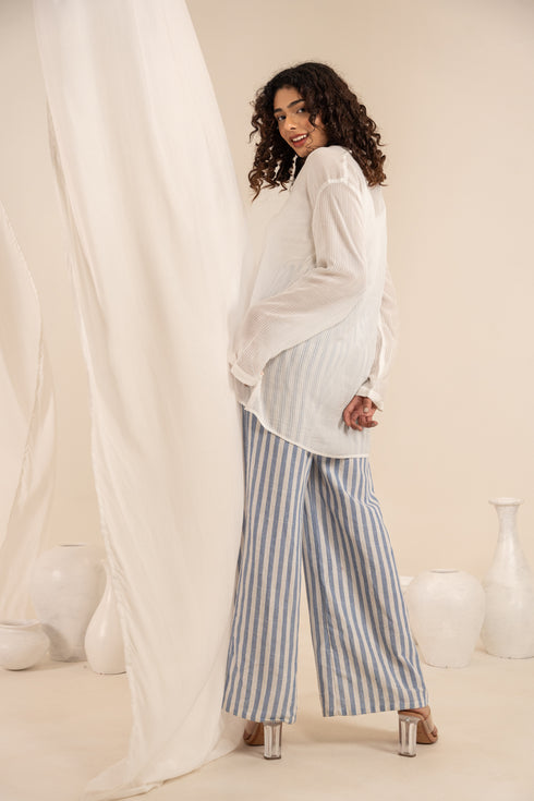 Off White Orange Fabric Oval Shaped Hem Short Kurta