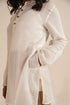 Off White Bamboo Fabric Full Sleeves Short Kurta
