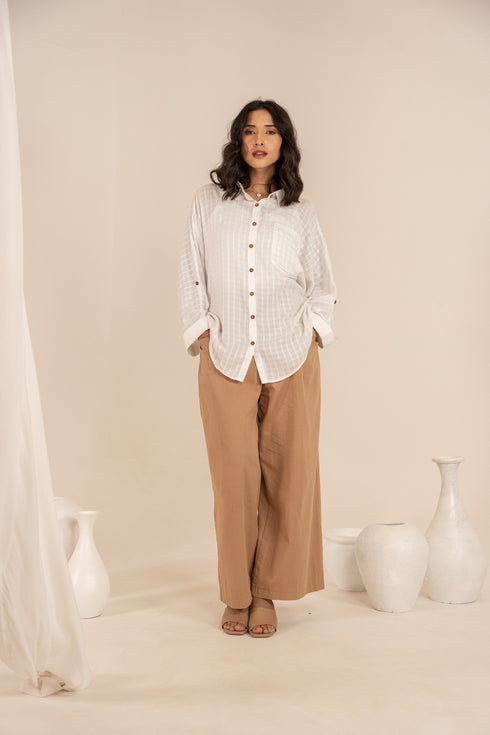 Aloe Vera Fabric Oval Shaped Hem Baggie Shirt