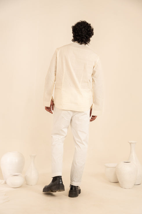 Handspun Cotton Regular Fit Full Sleeves Short Kurta