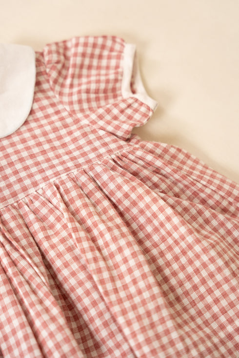 Yarn Dyed Organic Cotton Collared Onesie Dress