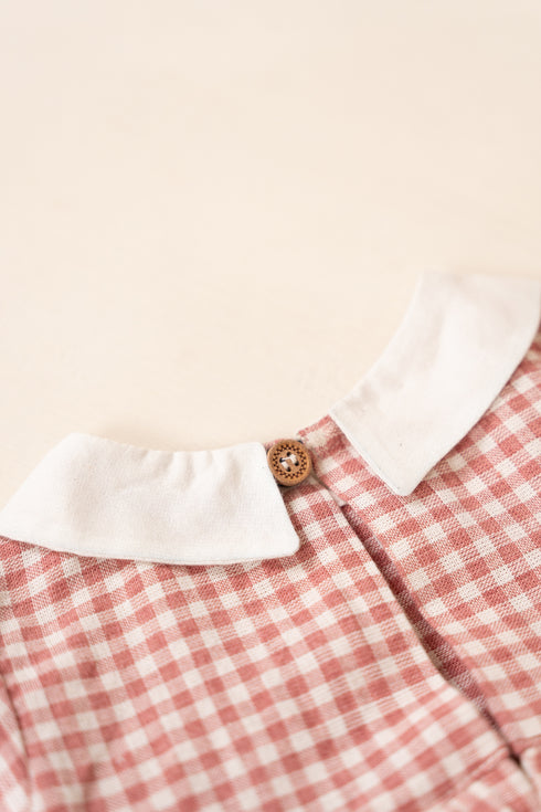 Yarn Dyed Organic Cotton Collared Onesie Dress