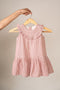 Frill Trimmed Yarn Dyed Organic Cotton Dress
