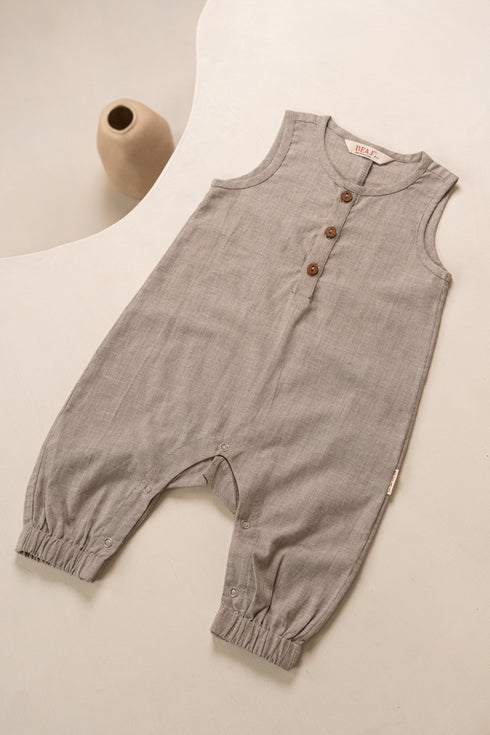 Grey Yarn Dyed Organic Cotton Rompar Suit