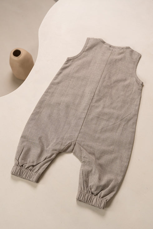 Grey Yarn Dyed Organic Cotton Rompar Suit