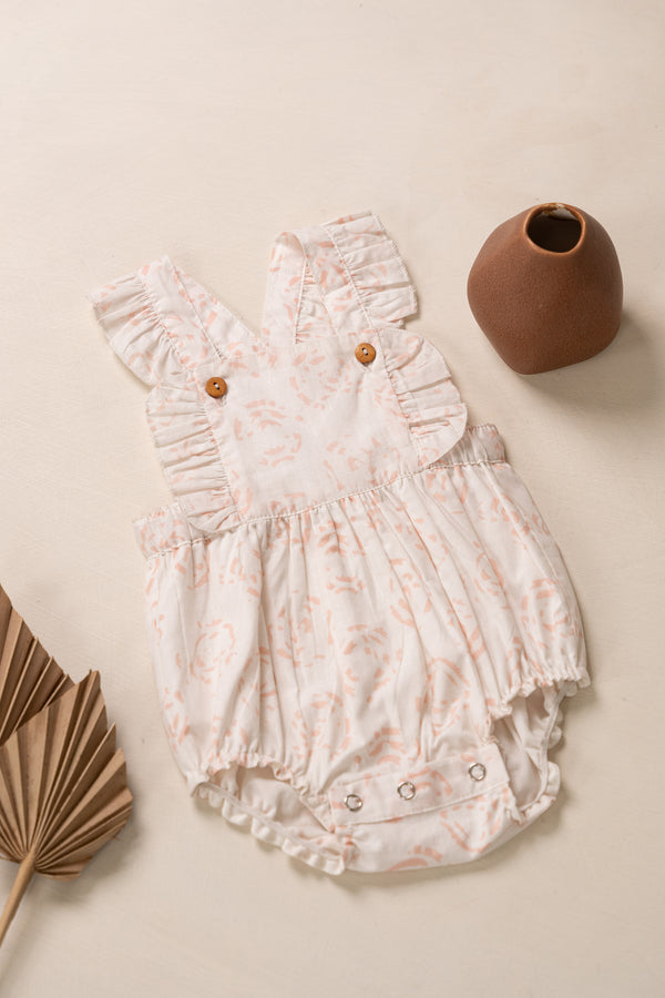 White Rose Print Organic Cotton Dungree Shorts