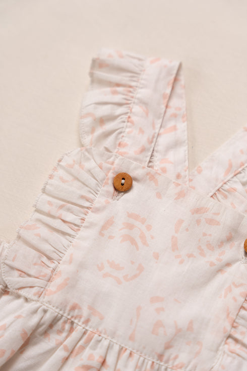 White Rose Print Organic Cotton Dungree Shorts