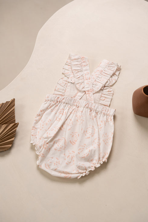 White Rose Print Organic Cotton Dungree Shorts