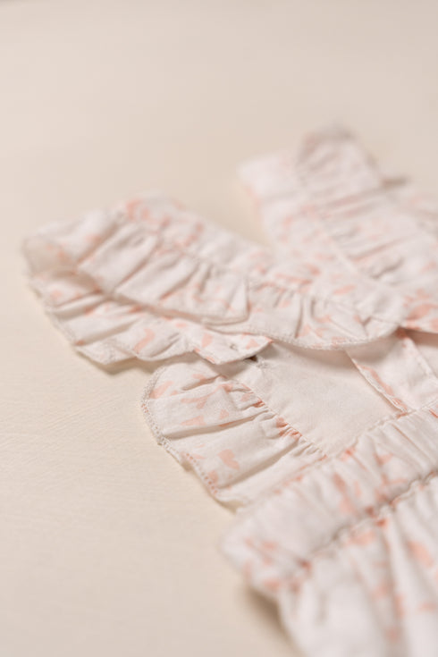 White Rose Print Organic Cotton Dungree Shorts