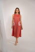 Organic Cotton Madder Brick Fabric Patch Pockets Maternity Dress