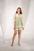 Lace Trimmed Organic Cotton Leaf Green Short Pyjamas Set