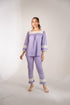 Lace Trimmed Organic Cotton Lilac Lavander Pyjamas Set