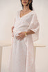 Organic Cotton White Fabric Mid Length Maternity Kaftan With Block Printed Roses
