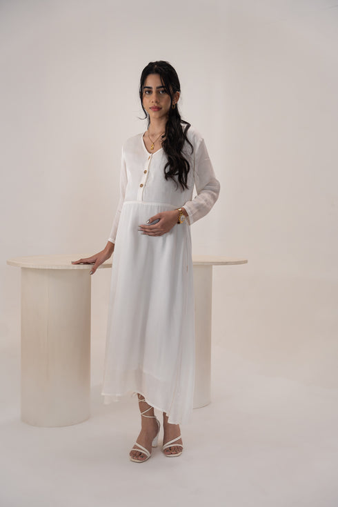 Rose Fabric White Mid Length | Maternity Dress Women