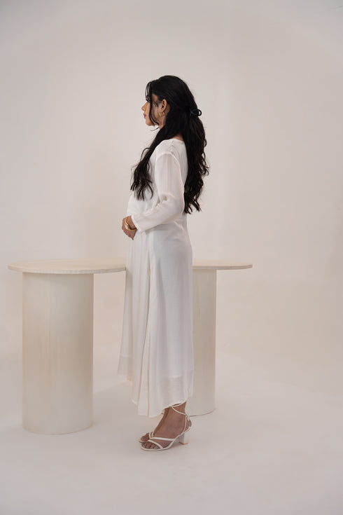 Rose Fabric White Mid Length | Maternity Dress Women