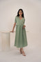 Organic Cotton Wrap Around Saga Green Mid Length Maternity Dress