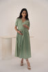Organic Cotton Wrap Around Saga Green Mid Length Maternity Dress