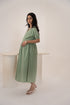 Organic Cotton Wrap Around Saga Green Mid Length Maternity Dress