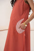 Organic Cotton Madder Brick Fabric Patch Pockets Maternity Dress
