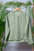Leaf Green Blouse With Insereted Fine Lace