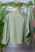 Leaf Green Blouse With Insereted Fine Lace