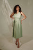Organic Cotton Wrap Around Saga Green Mid Length Dress