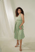 Organic Cotton Wrap Around Saga Green Mid Length Dress