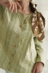 Leaf Green Blouse With Insereted Fine Lace