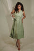 Organic Cotton Wrap Around Saga Green Mid Length Dress