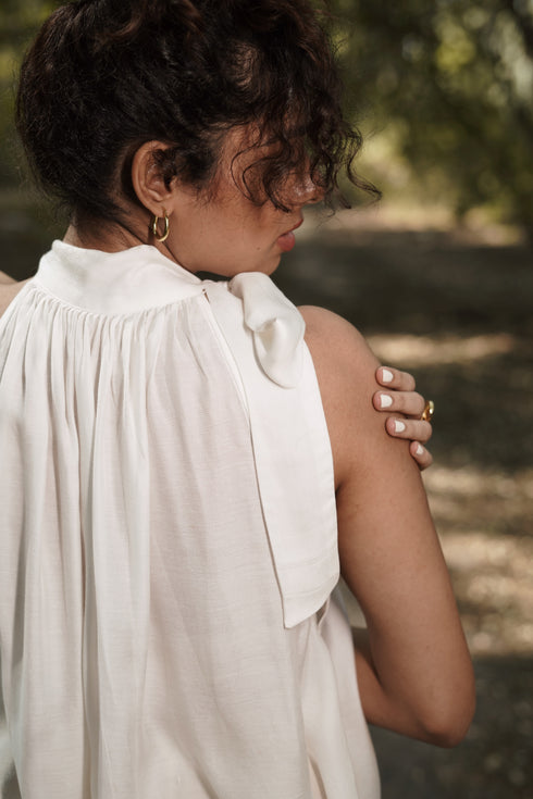 All time Wear Rose Fabric Halter Neck Silky Top